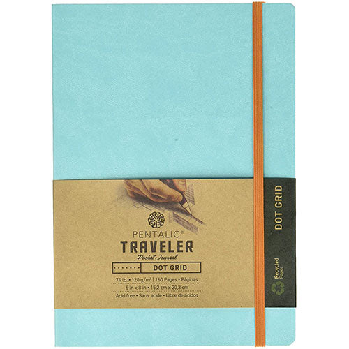 Pentalic Traveler Journal Dot Grid Turquoise 6"x8" 160pg 74lb