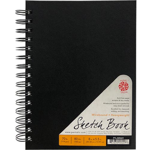 Pentalic Heavyweight Sketch Book 5.5"x8" 80sh 70lbs Wirebound