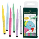 Faber-Castell PITT Artist Pens Set Brush Pastel Assorted Colors 6pc box and pens