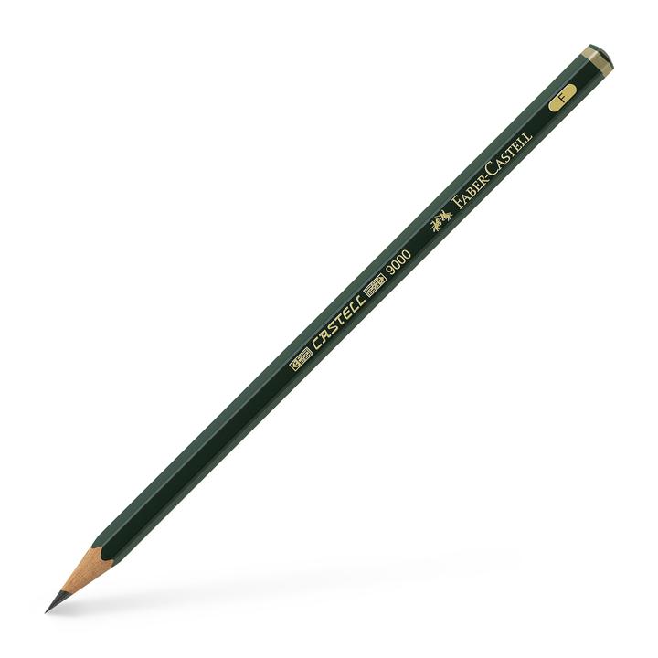 Faber-Castell Castell 9000 Graphite Pencil F closeup one