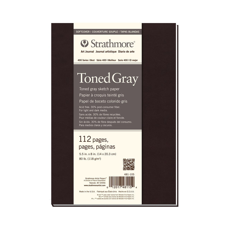 Strathmore 400 Series Art Journal Toned Gray Softcover 80lb