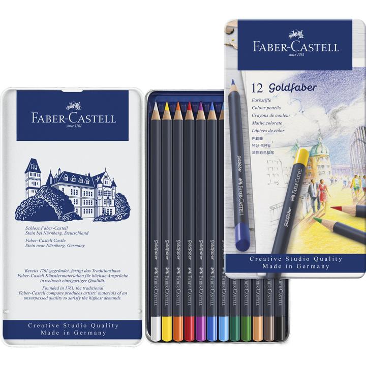 Faber-Castell Goldfaber Colored Pencils Set Assorted Colors 12pc Tin opened